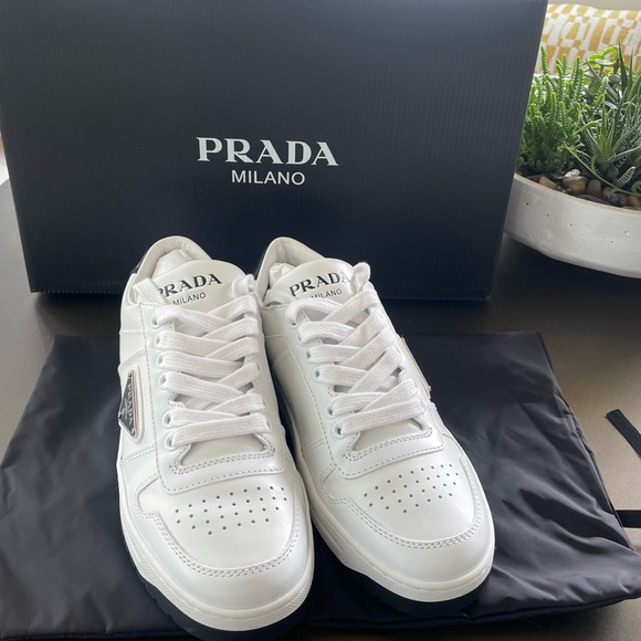 Prada Downtown Leather Sneakers 36.5 - Picture 6 of 8